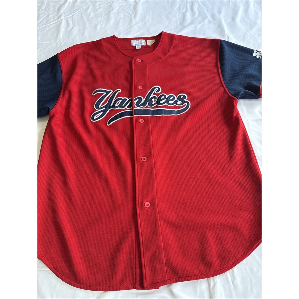 Vtg Red New York Yankees Jersey Mens 2XL MLB Baseball 51 Bernie Williams Starter